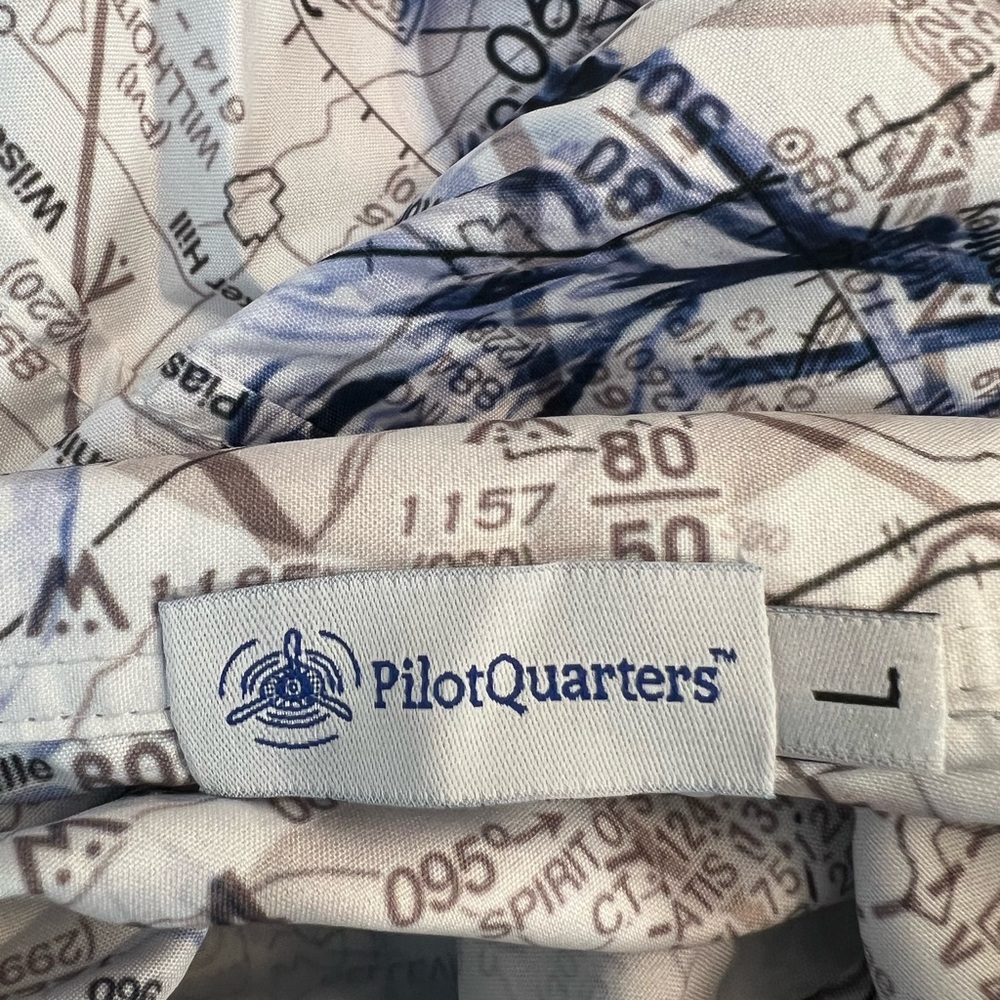 Men's New Pilot Quarters Artistic Blue and White Button Down Shirt - Picture 7 of 11